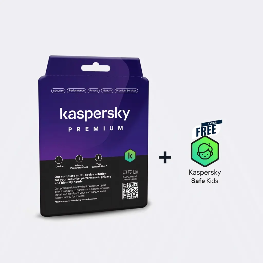 Kaspersky Premium  Unlimited VPN Complete Protection + Safe Kids Free 1 Year